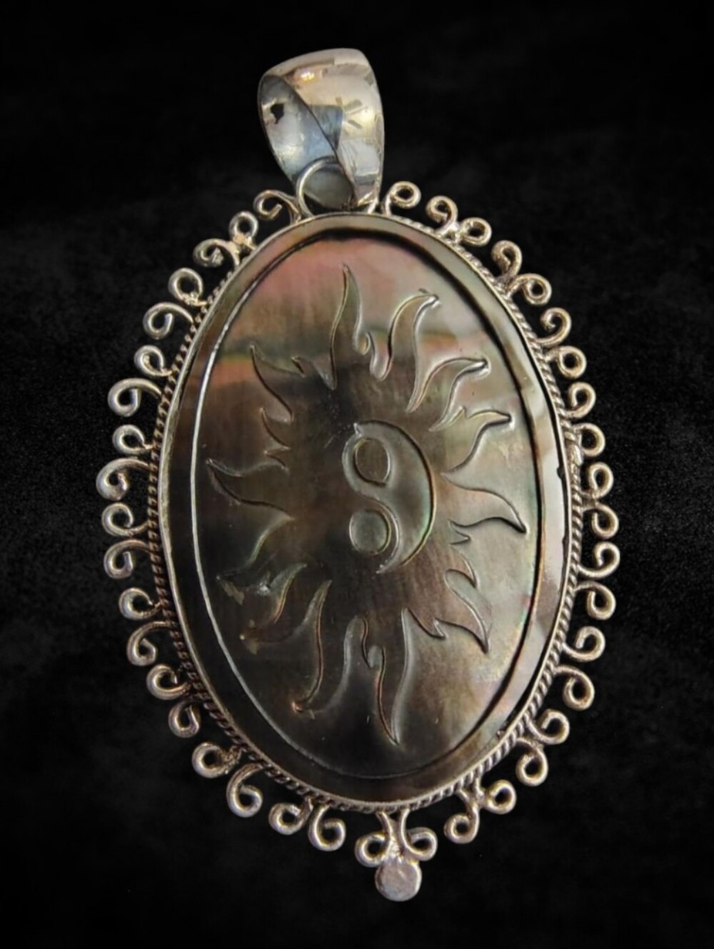 Abalone Sun Yin Yang Pendant Necklace